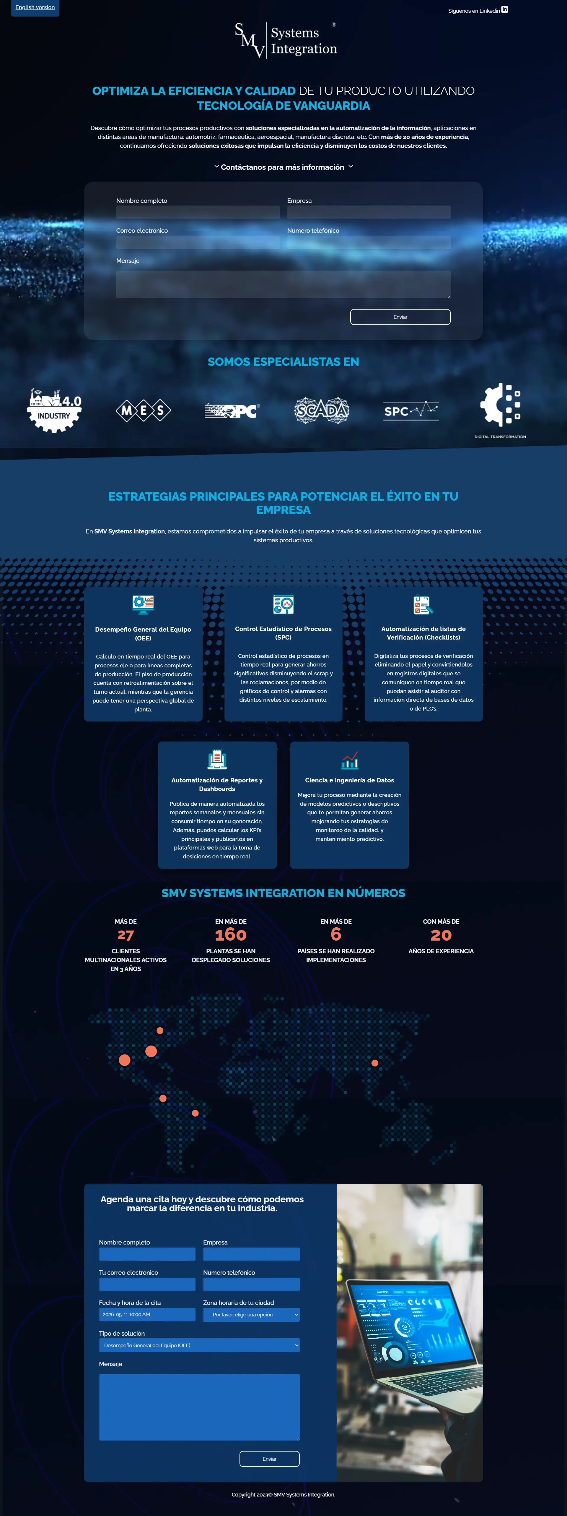 Sitio web corporativo empresarial SMV optimizado para dispositivos móviles